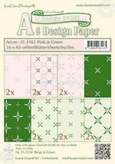 Afbeelding van Design papier roze & groen A5