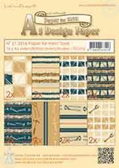 Afbeelding van Design Paper Men tools blue/brown