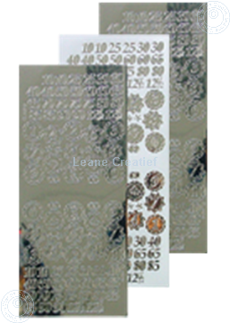 Afbeeldingen van LeCreaDesign® sticker jubileum cijfers mirror zilver