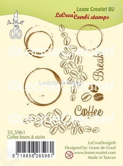 Afbeelding van LeCreaDesign® combi clear stamp Koffiebonen en vlekken