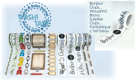 Picture of Washi tape French words 1 “Bonjour…” 25mm x5m.