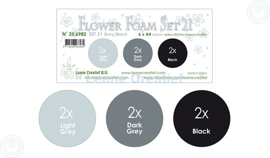 Image sur Flower Foam set 21 /6x feuille A4/3 teintes de Gris-Noir