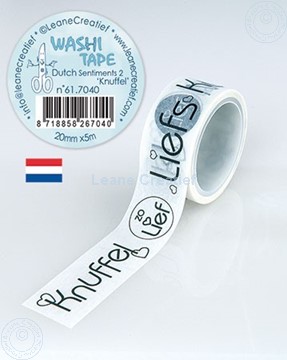 Afbeeldingen van Washi tape Nederlandse woorden 2. "Knuffels", 20mm x 5m.