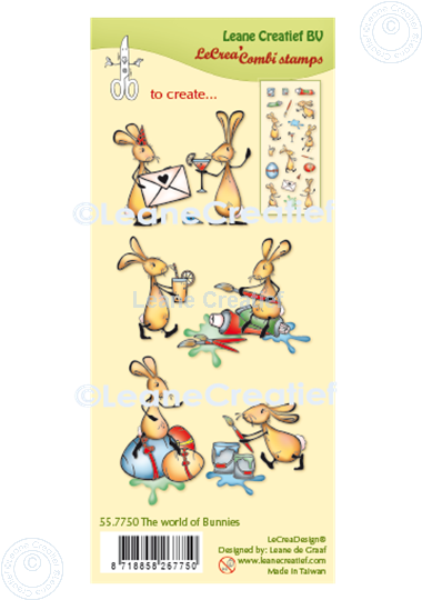 Afbeelding van LeCreaDesign® combi clear stamp De wereld van konijntjes