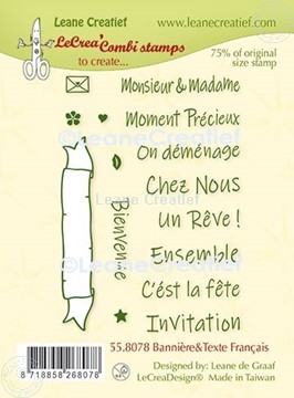 Afbeeldingen van LeCreaDesign® combi clear stamp Bannière & Franse teksten